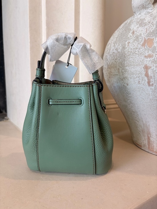 Furla Mint Green Leather Mini Drawstring Bucket - Picture 3 of 11